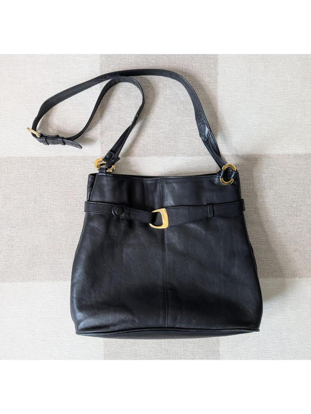 Vintage 90s soft leather slouchy shoulder bucket bag